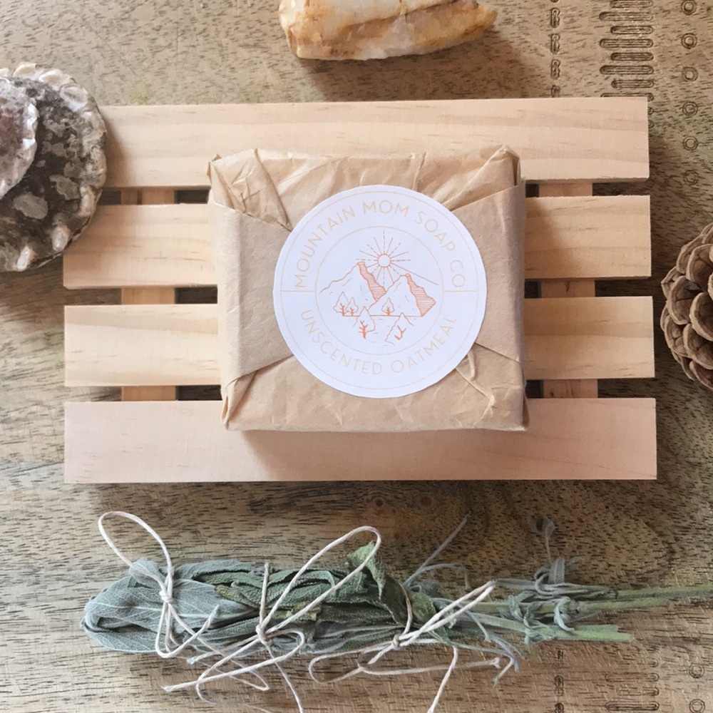 4 oz OATMEAL UNSCENTED  soap Mountain Mom Soap Co Shave Soap Anti aging white - Picture 6 of 9
